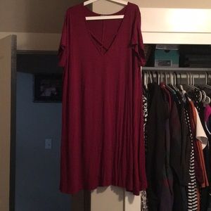 Burgundy shift dress
